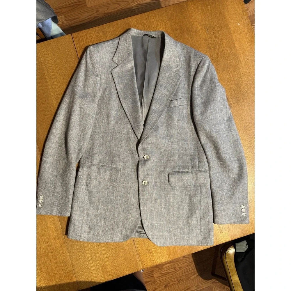 Vintage Ellis S.L.‎ Sterling Men's 40R Gray Herringbone Wool Sport Coat USA